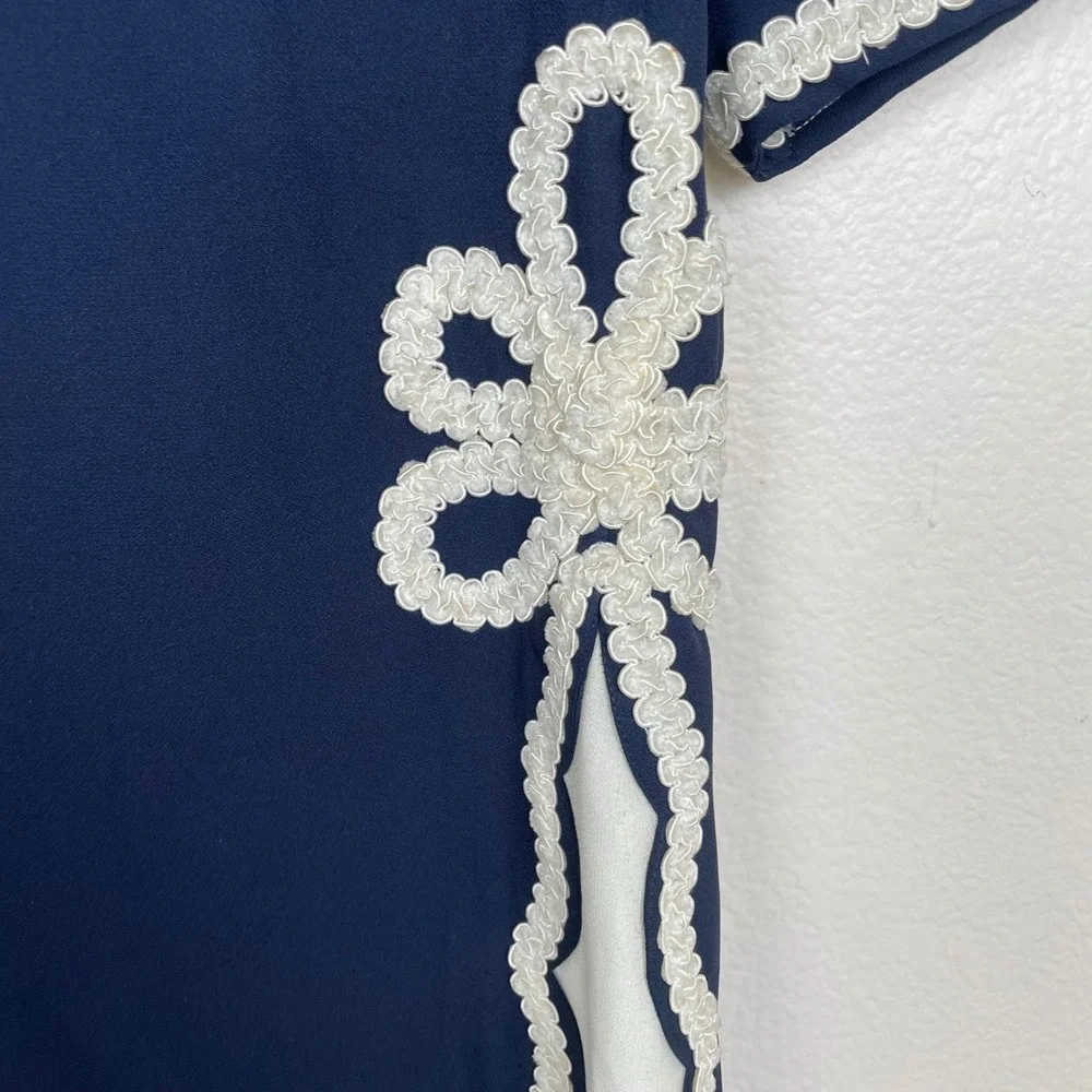 Vintage 60s Womens Dress Sz M Retro Pin Up Nautical Coquette Midi Cocktail Party